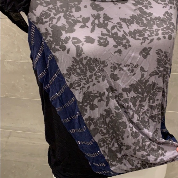 Free People Black Blue Gray Top Shirt Medium M - Picture 2 of 6